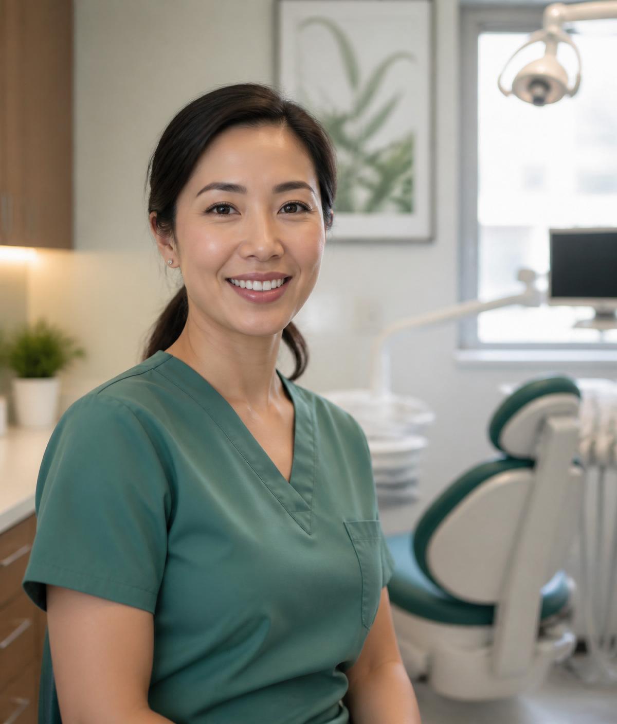Dentist standing in her modern dental practice